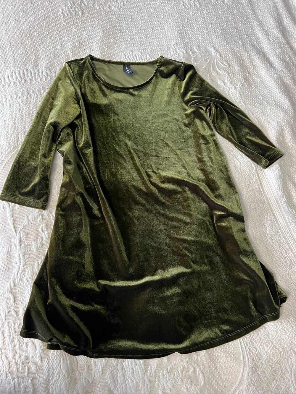 Agnes & Dora Olive Green Velvet Swing Dress
